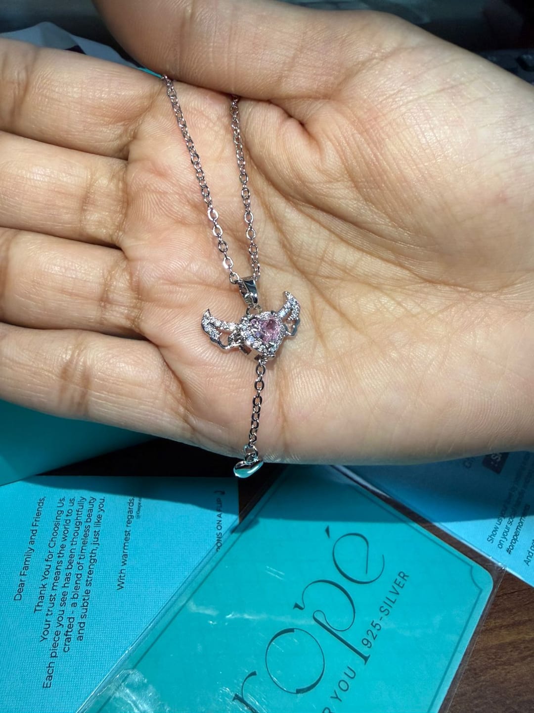 Customer photo review of Cupid’s Angel Wing Necklace for Women
