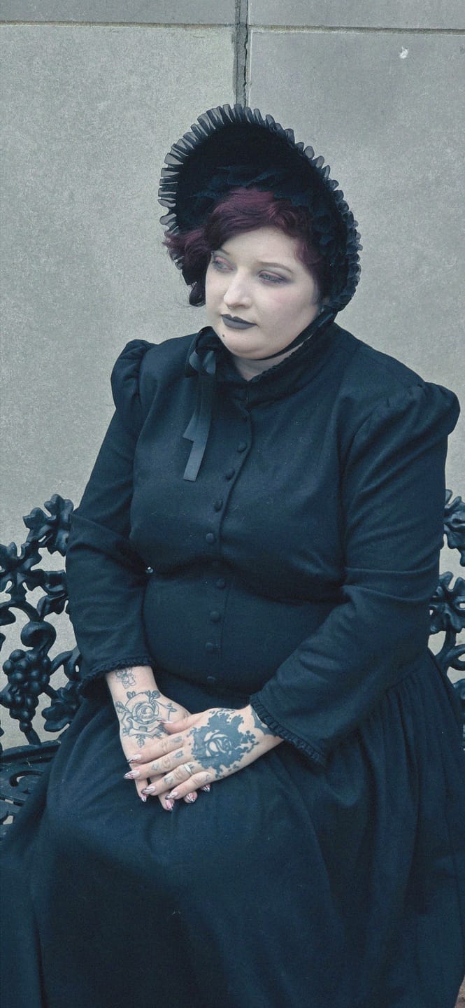 Customer photo review of Mourning Victorian Bonnet in Black