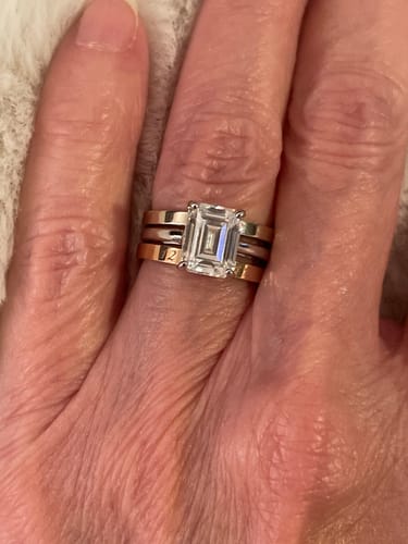 Customer photo review of Solitaire 2.1ct Emerald Cut CZ Ring in Sterling Silver