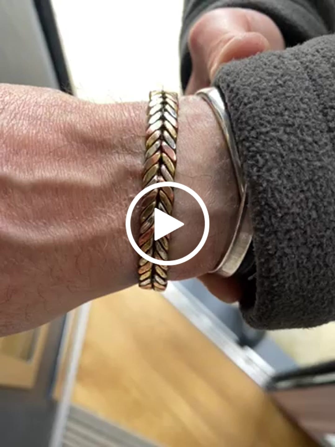 Customer video review of Buddha Stones Vintage Magnetic Copper Adjustable Cuff Bracelet Bangle