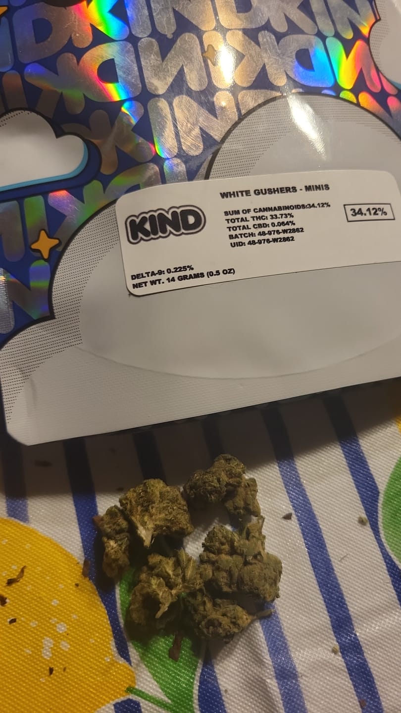 Customer photo review of White Gushers - Minis - 14 Grams - Hybrid