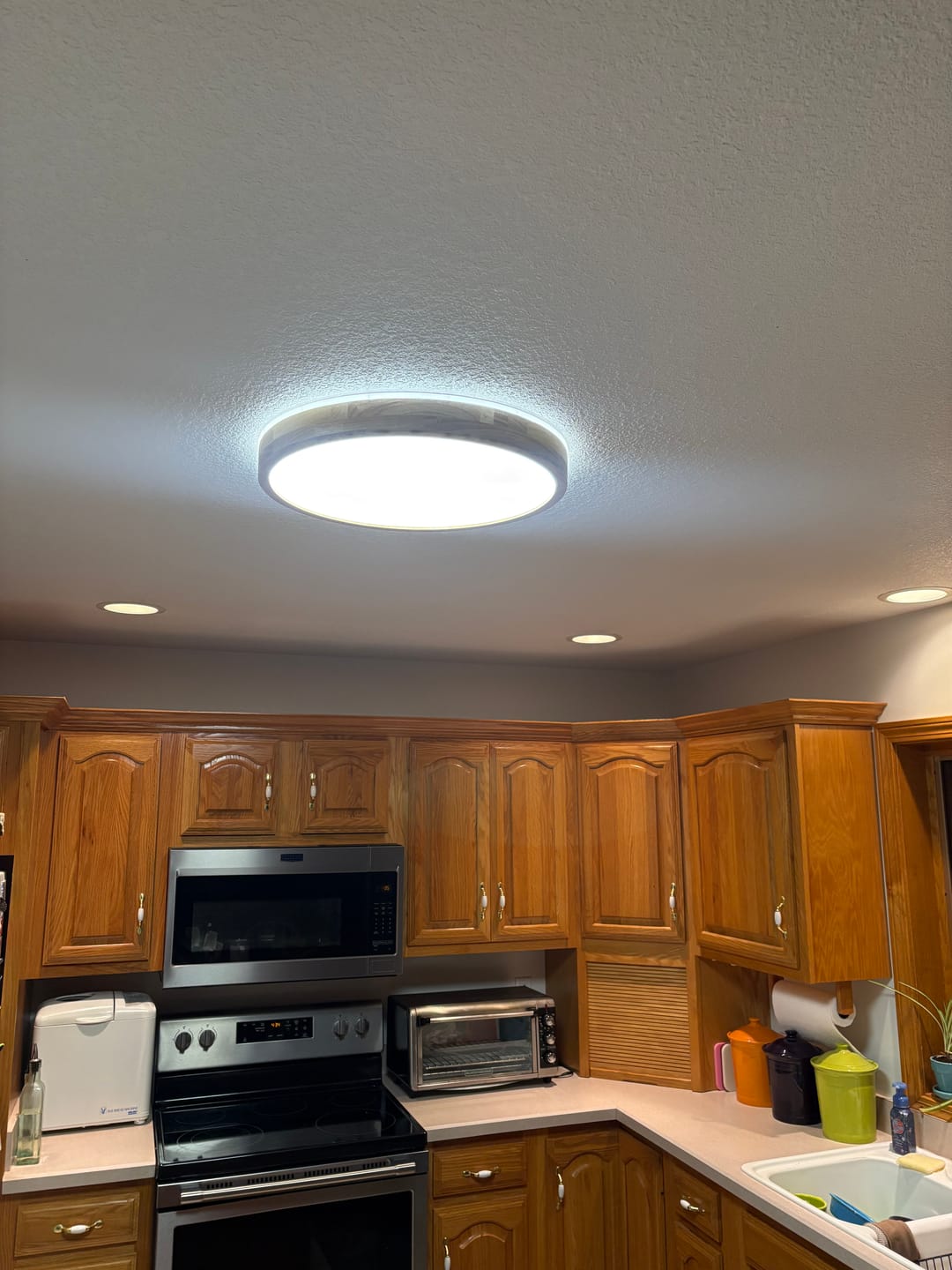Customer photo review of Round LED Wood Flush Mount Light
