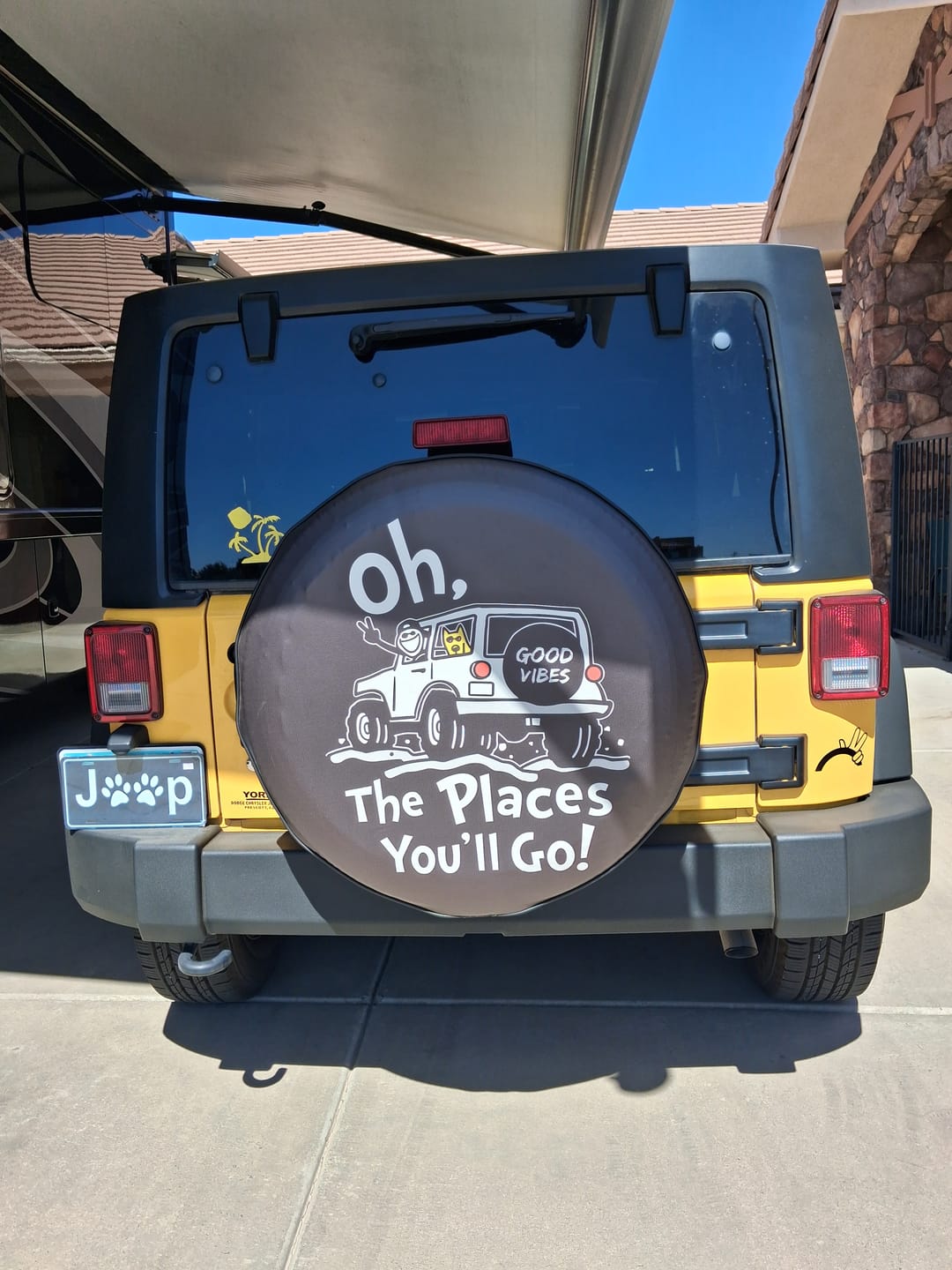 Customer photo review of Oh The Places You Will Go Jeep Spare Tire Cover Design - Jeep, Bronco, Camper, RV, Van