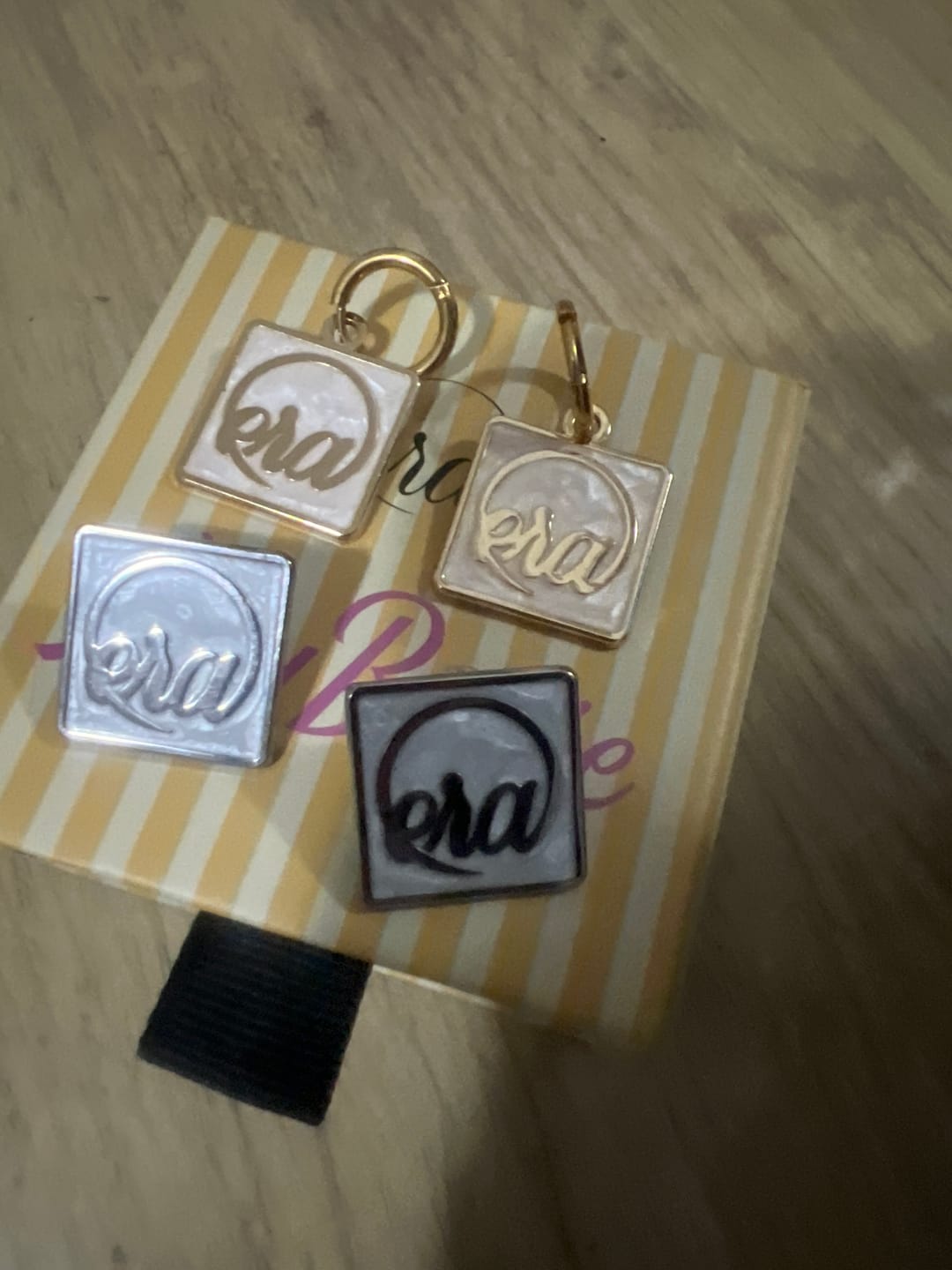 Customer photo review of Silver Pearl Square Earrings