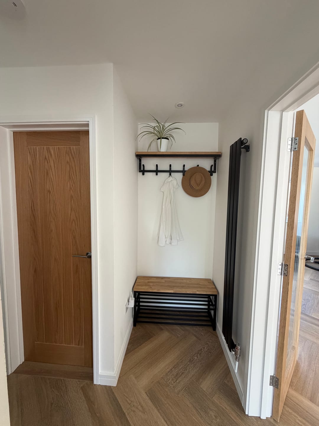 Customer photo review of Oak Shelf Coat Rack