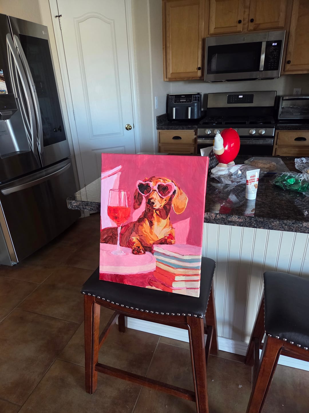 Customer photo review of Dachshund in pink | Paint by Number