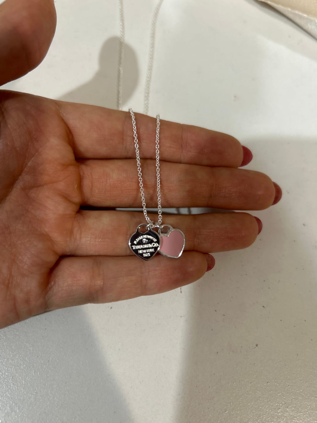 Customer photo review of Collar Corazón Rosa Plata S925