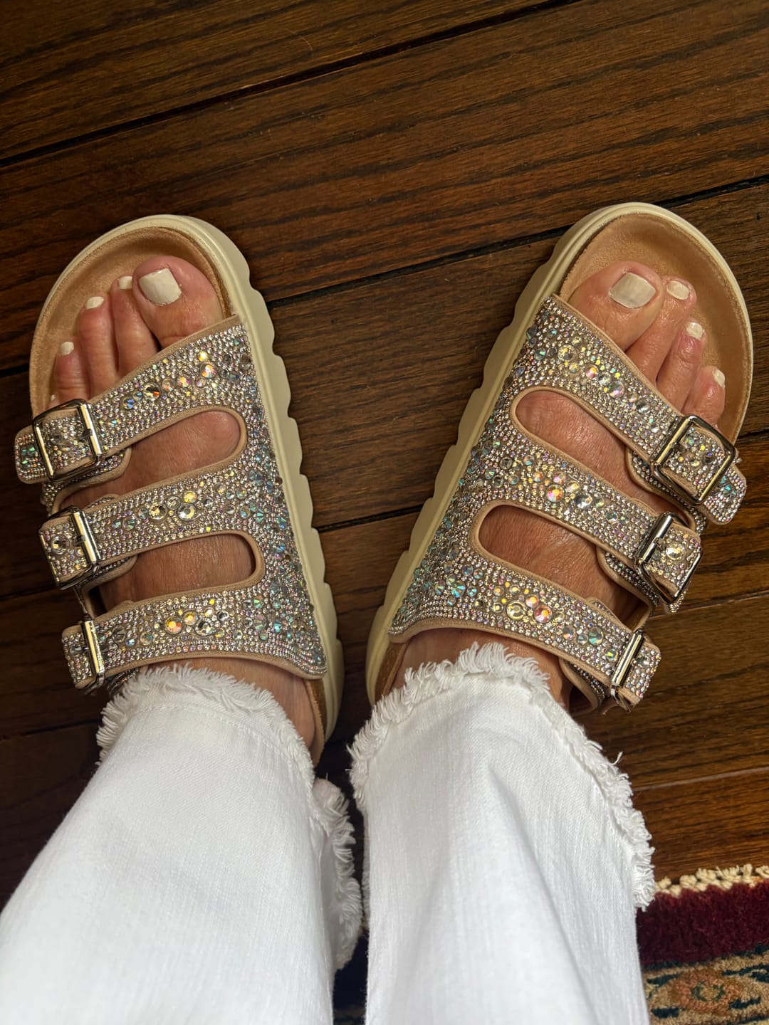 Customer photo review of Corky's Rhinestone Threes Company Sandals