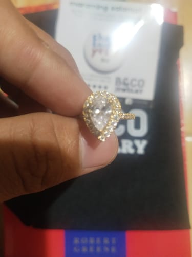 Customer photo review of 1ct Turin Pear Engagement Ring