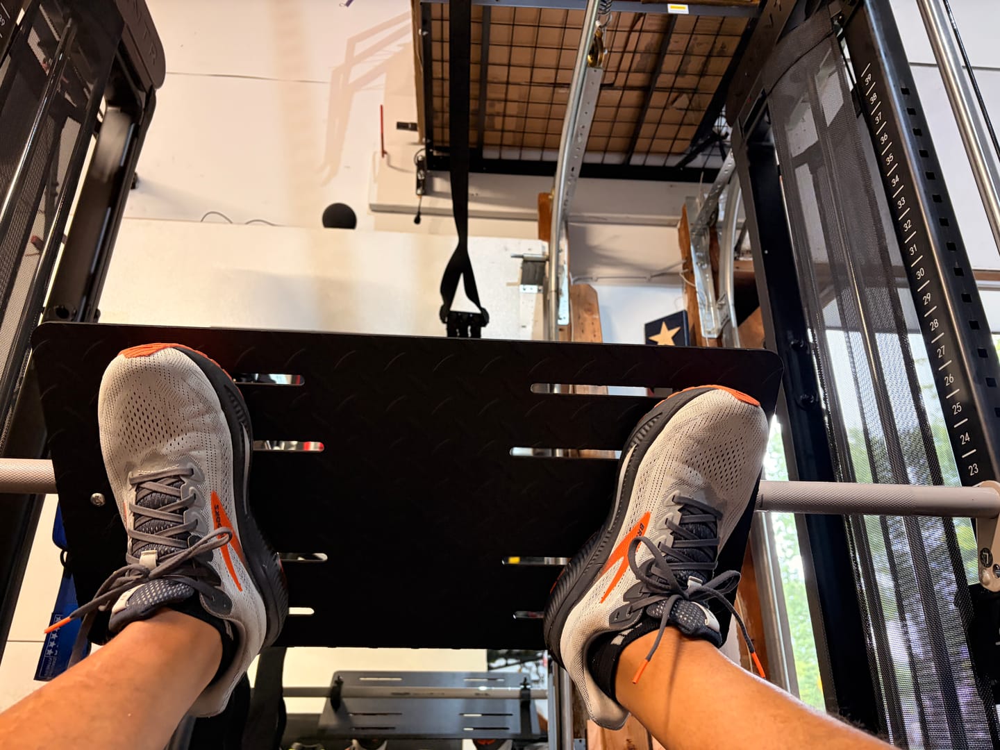 Customer photo review of EVOLPOW Leg Press and Safety Handles Attachment for Smith Machine