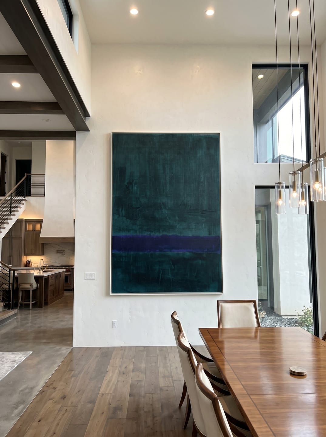 Customer photo review of The Abyssal Calm – Modernist Deep Teal & Violet Abstract Painting | Minimalist Mood Home Office Art