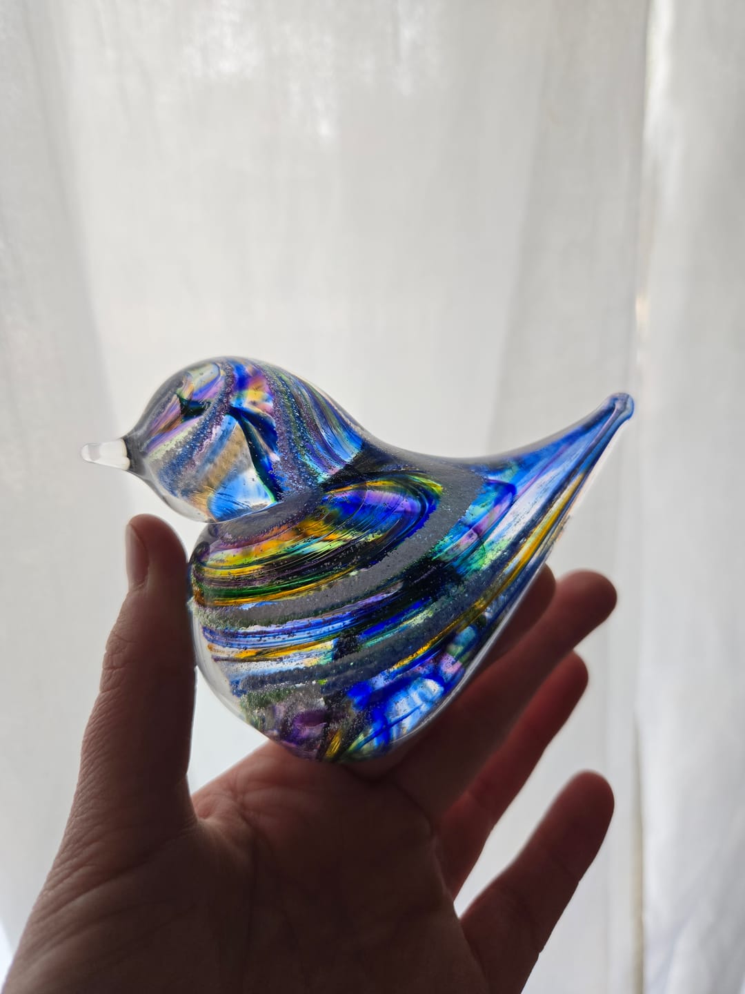 Customer photo review of Colorful Glass Birds with Cremation Ash