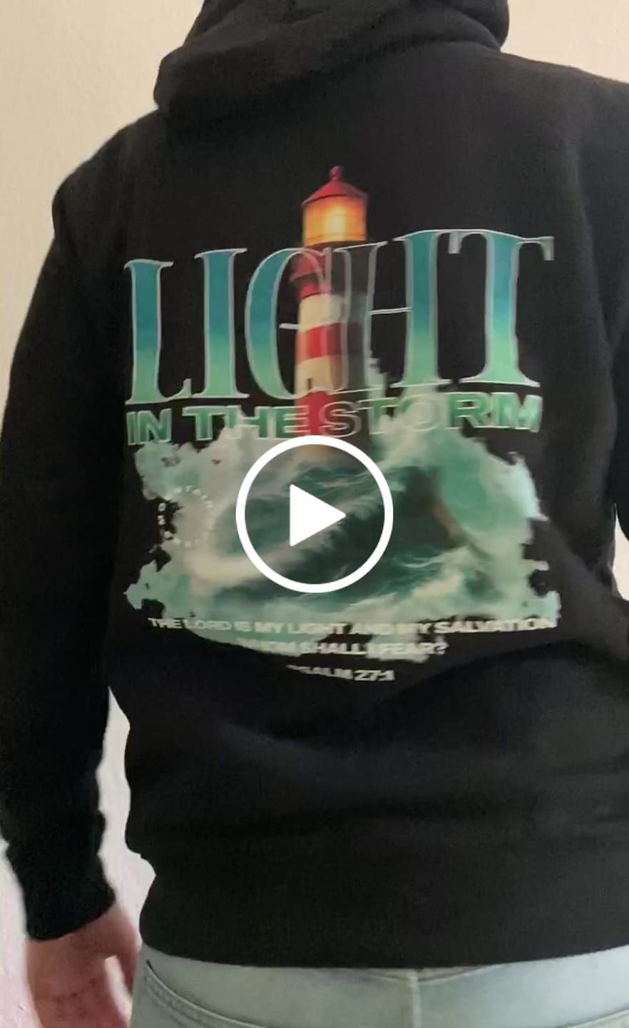 Customer video review of God as Our Light and Salvation Hoodie BackPrint