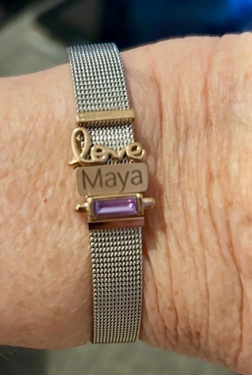 Customer photo review of Mesh charm birthstones rosé gold