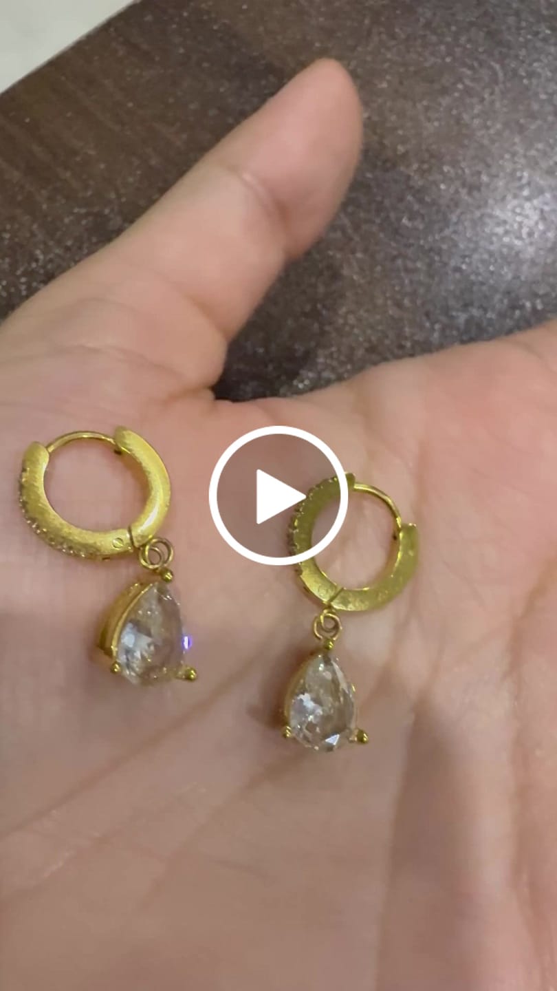 Customer video review of Solitaire Drop Hoop Earrings