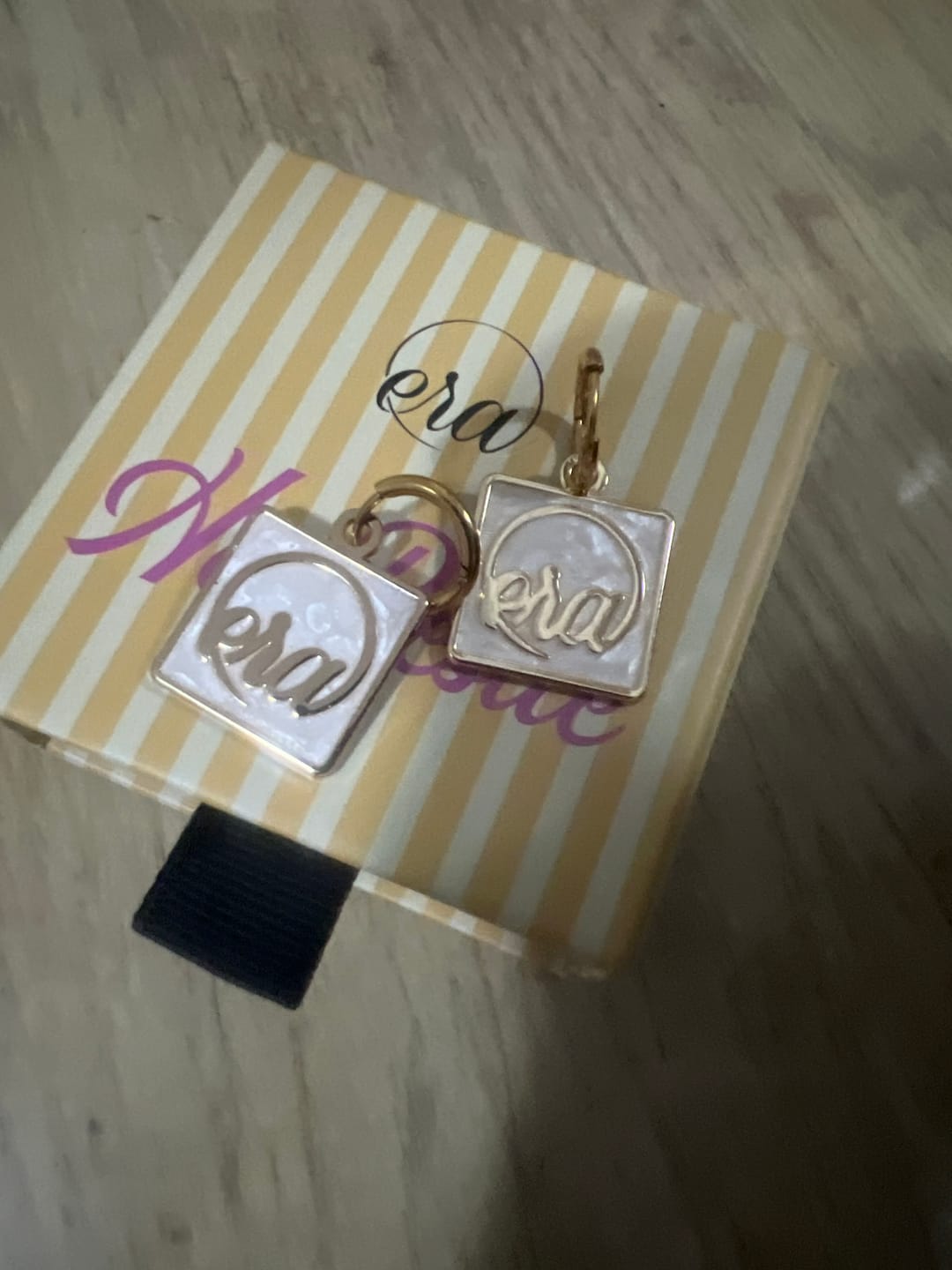 Customer photo review of Gold Pearl Square Drop Earring
