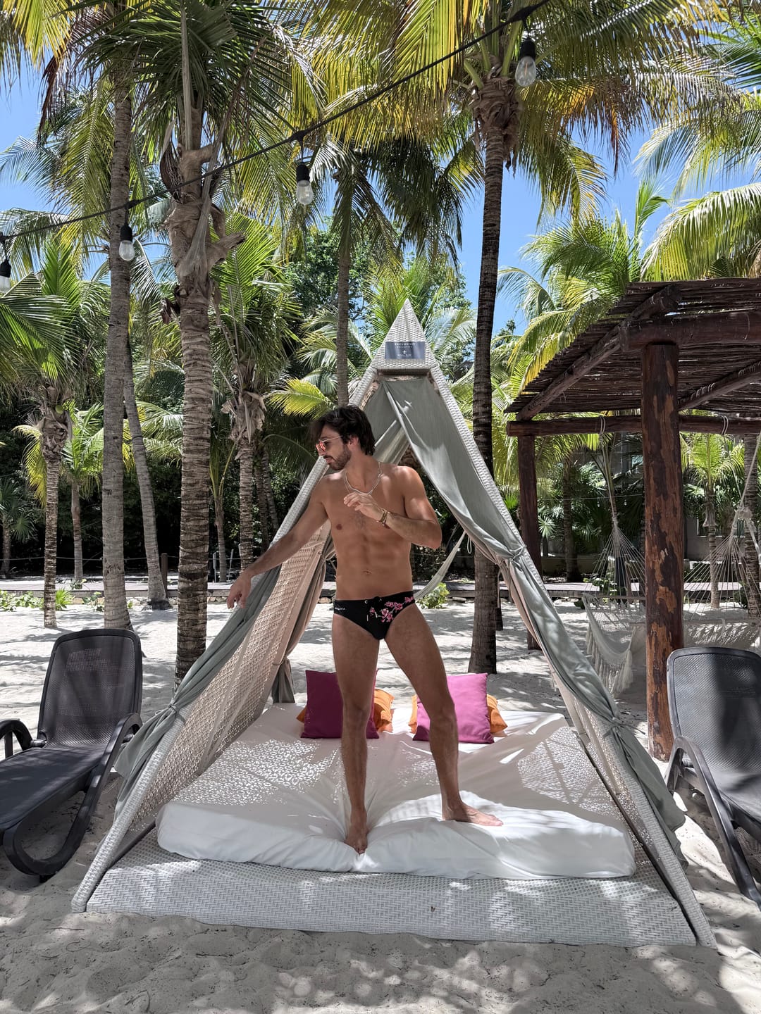 Customer photo review of Embroidered Sakura Swim Brief - Black