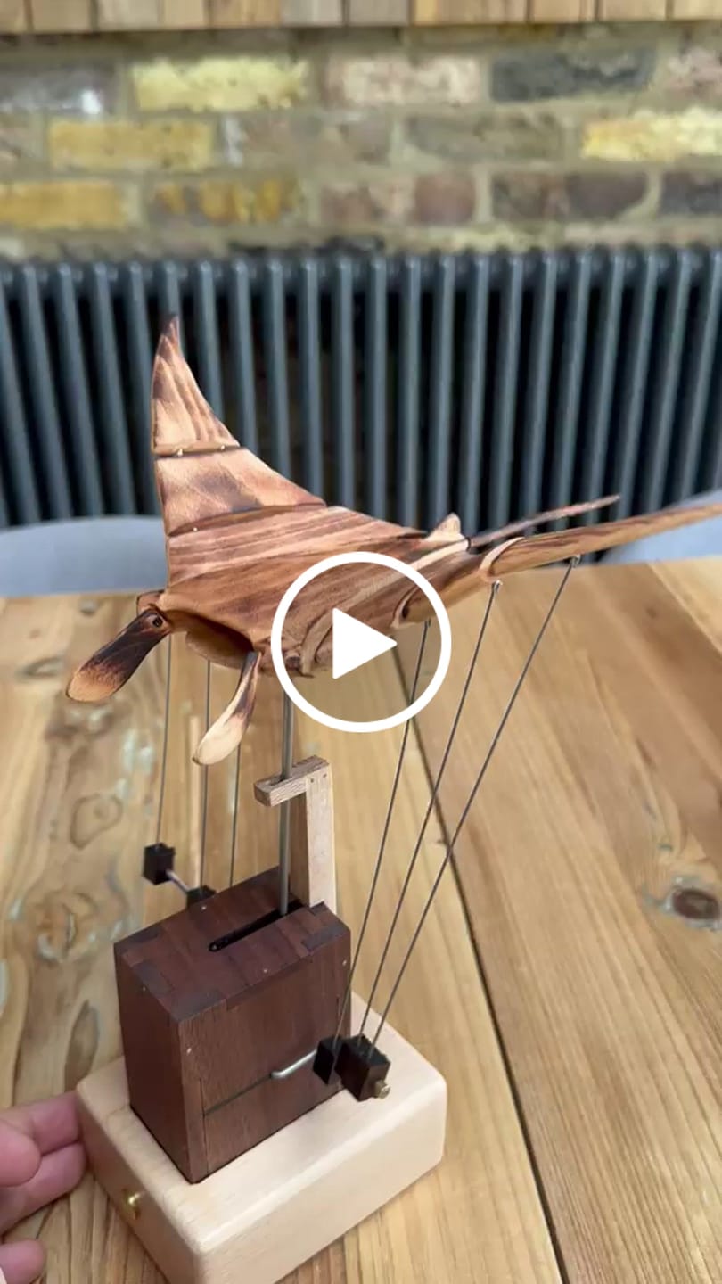 Customer video review of MarinerPoet™ Handcrafted Wooden Manta Ray Automaton