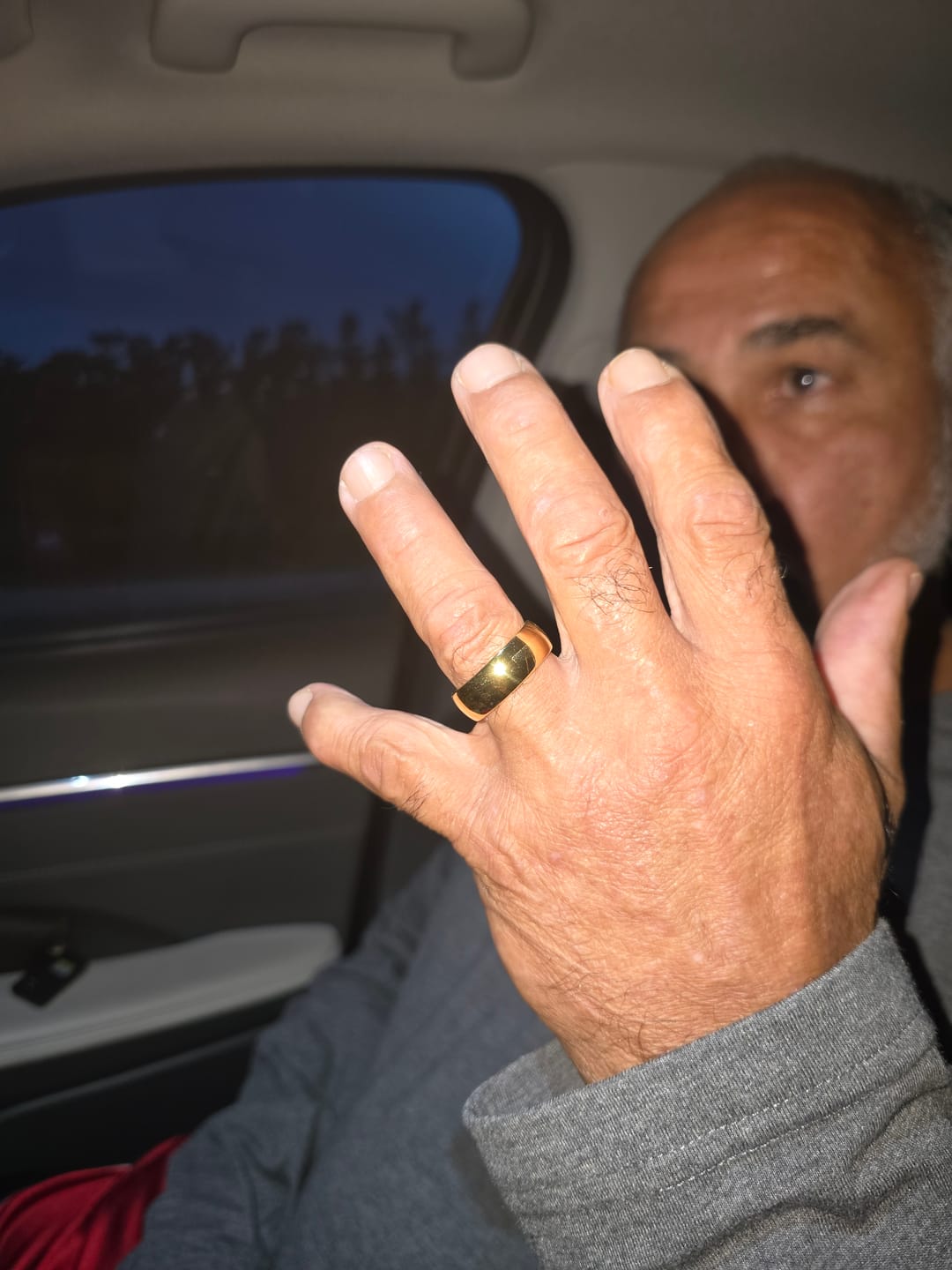 Customer photo review of 8mm - 14k Yellow Gold Tungsten Wedding Band, High Polish Dome Shape, Anniversary Ring