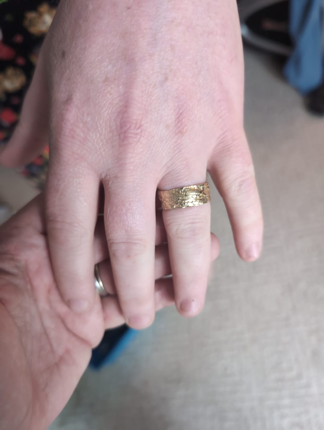 Customer photo review of Driftwood • Men's Textured 14k Gold Tree Bark Wedding Ring
