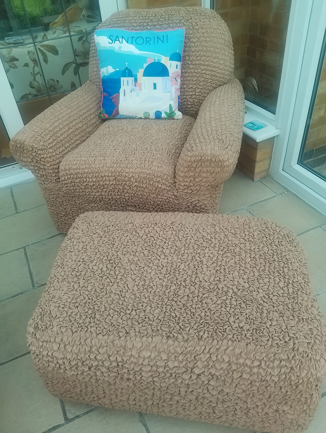 Customer photo review of Arm Chair Cover - Latte, Microfibra