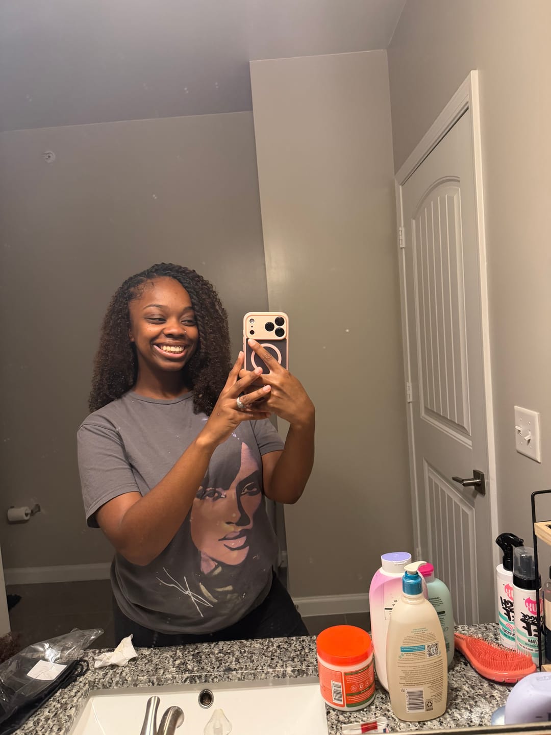 Customer photo review of #T1B/4 Medium Brown Multi-Textured Kinky Curly Human Crochet Hair with Dark Roots