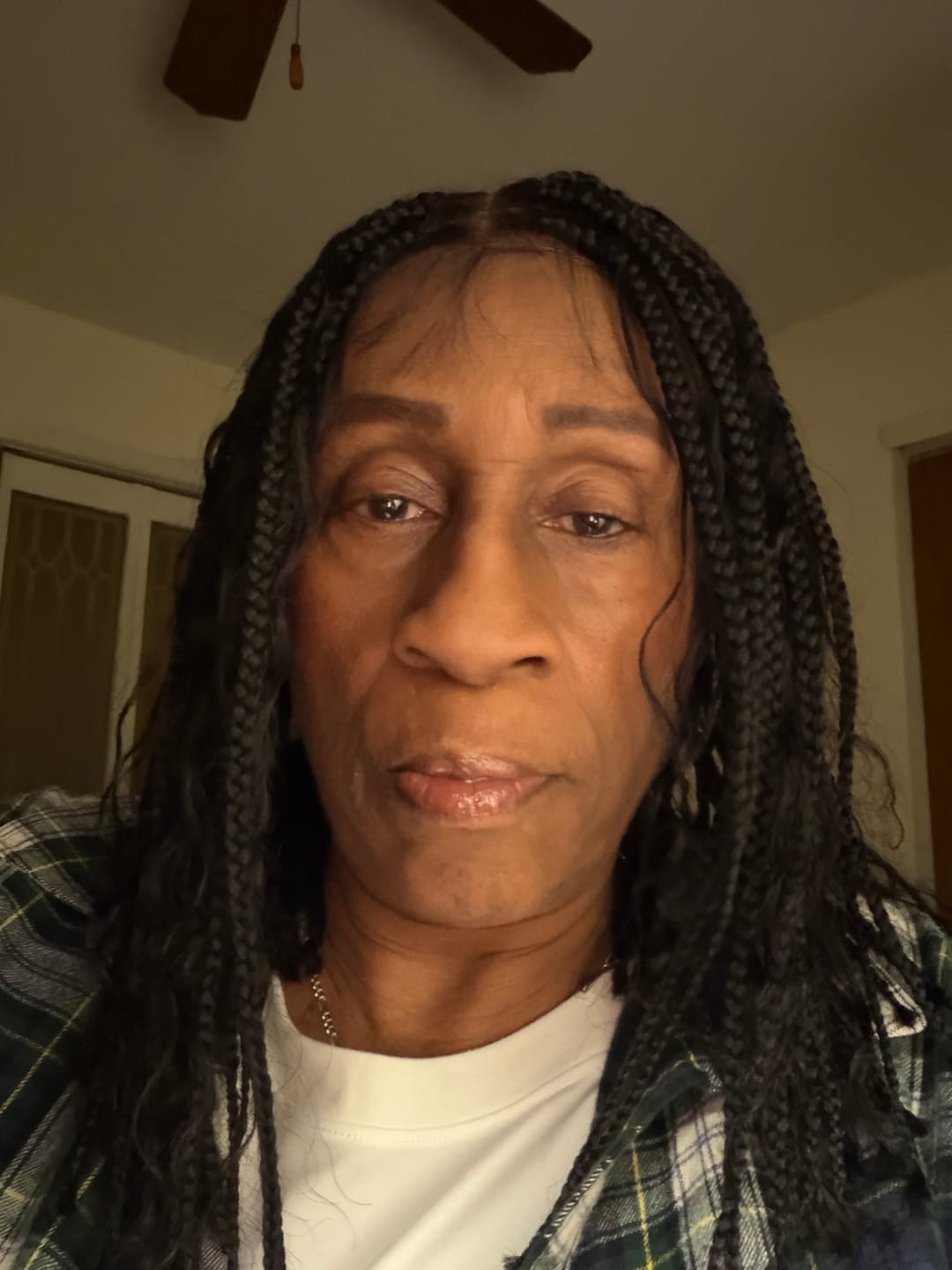 Customer photo review of Tina - Senegalese Mini Twist Braided Wig 14" Full Hand-tied Swiss HD Lace With Curly Ends - Human Baby Hair