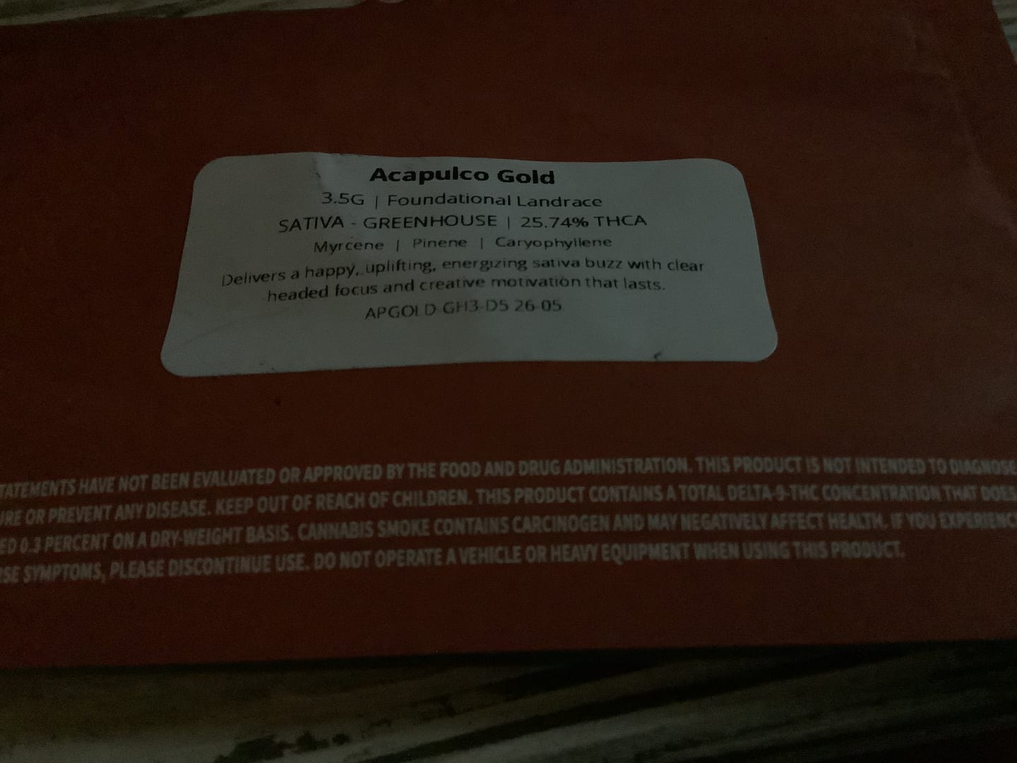 Customer photo review of Acapulco Gold