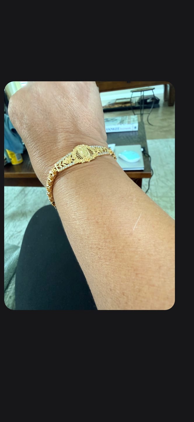 Customer photo review of Christianartworkshop Golden Filigree Our Lady Bracelet Collection: A Symbol of Maternal Grace and Protection