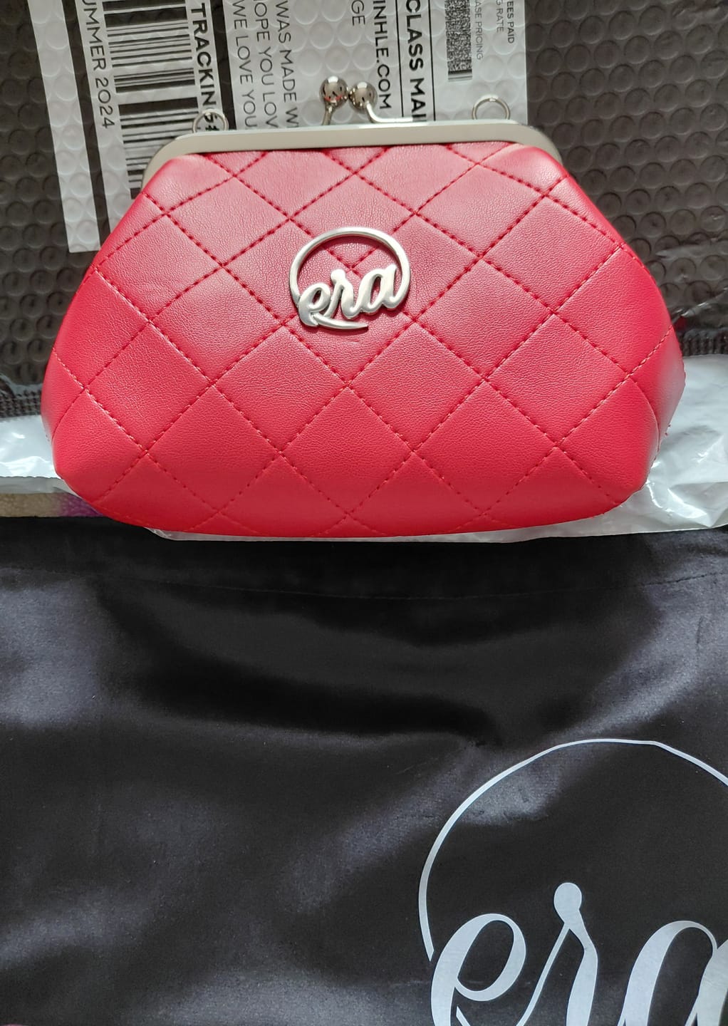 Customer photo review of ERA Mini Kisslock Chain Bag – Red