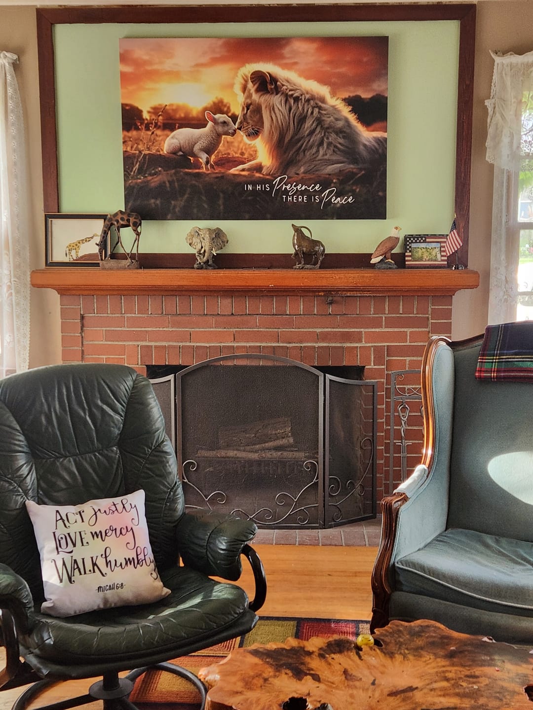 Customer photo review of Act justly love mercy Micah 6:8 Pillow