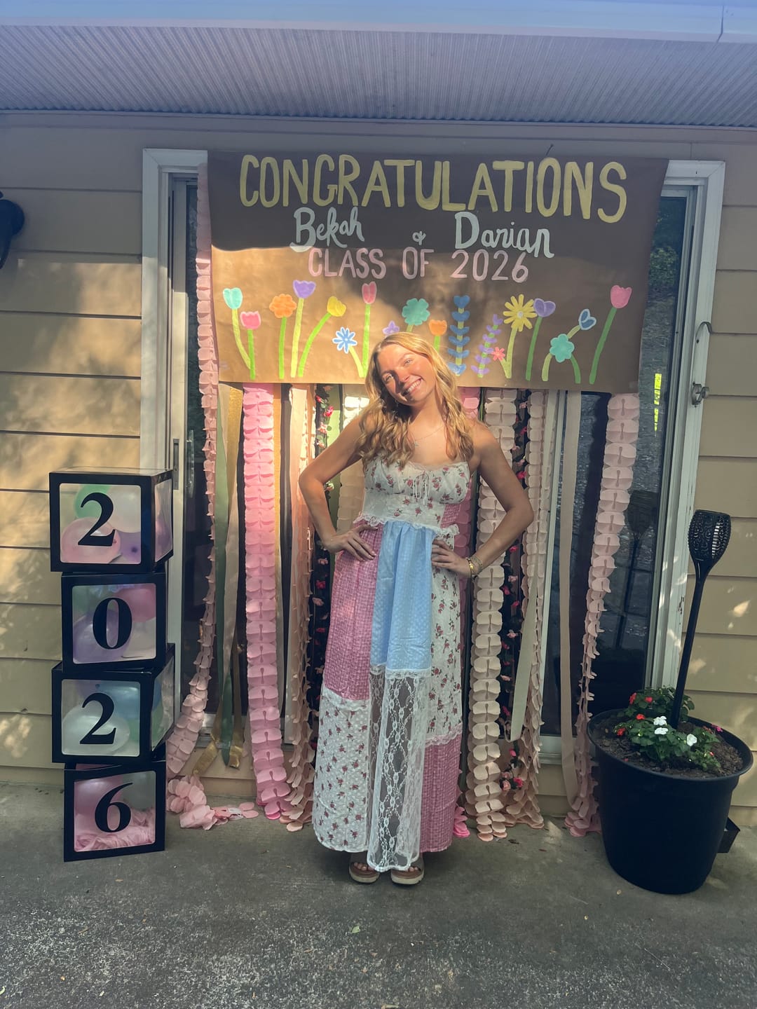 Customer photo review of Belle Flower Patchwork Dress