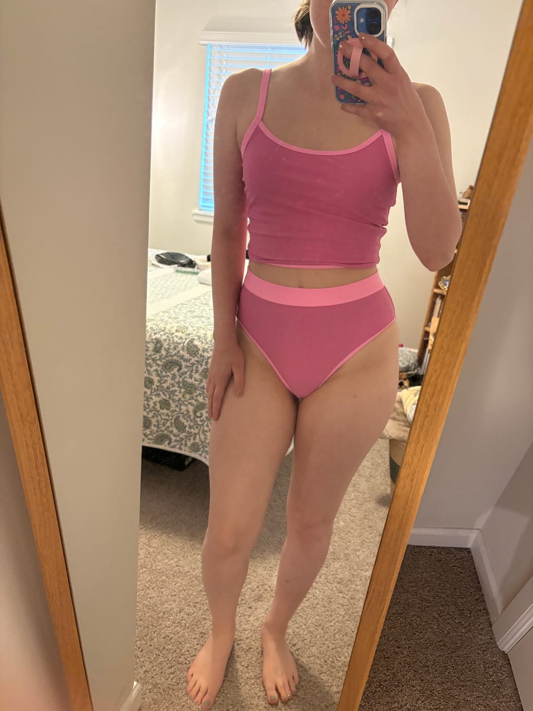 Customer photo review of MOLLY Poppy Pink Full Coverage High Rise Bikini Bottom