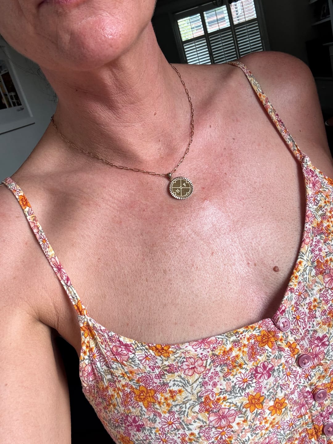 Customer photo review of Engravable Compass Necklace