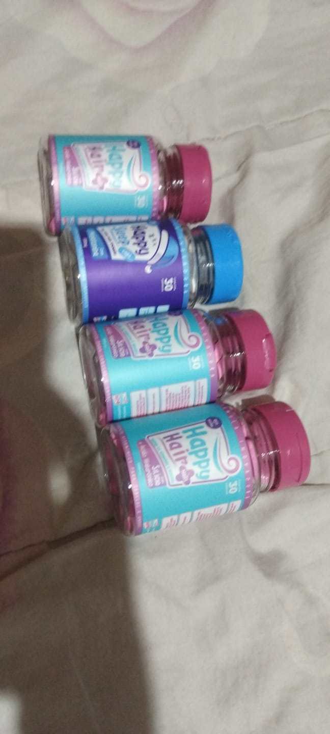 Customer photo review of Happy Hair 3 Potes + 1 Melatonina Grátis
