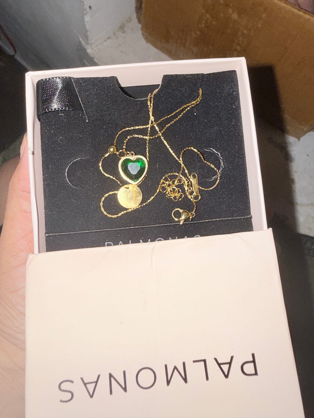 Customer photo review of Emerald Love Necklace
