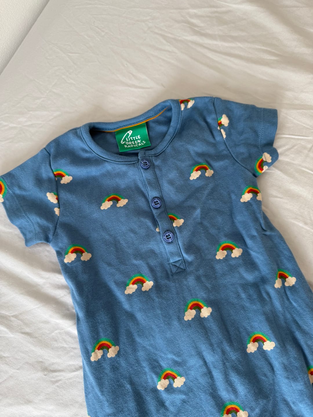 Customer photo review of Blue Rainbows Organic Romper