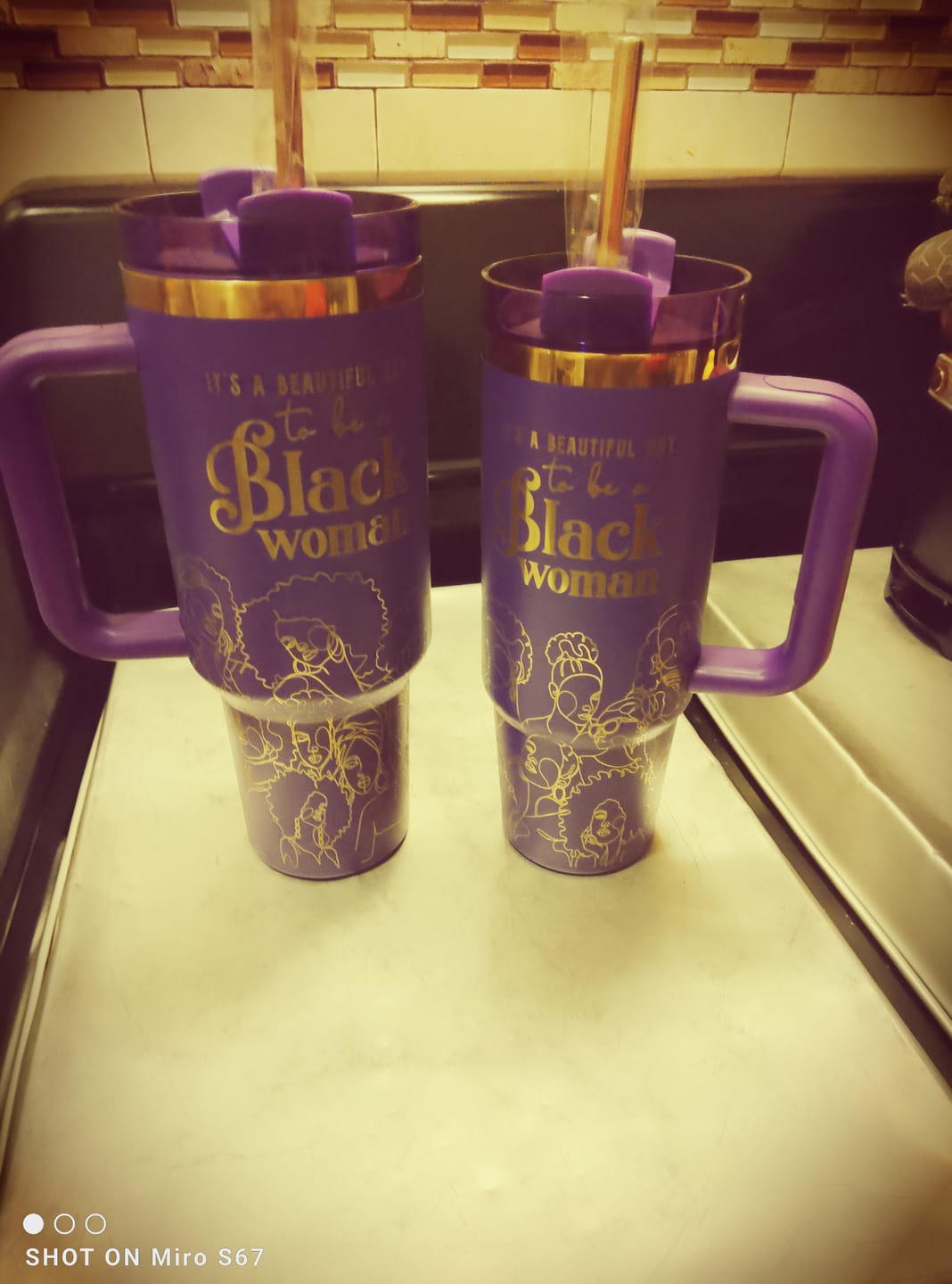Customer photo review of “Purple Reign” Insulated Tumbler – "It’s a Beautiful Day to be a Black Woman"