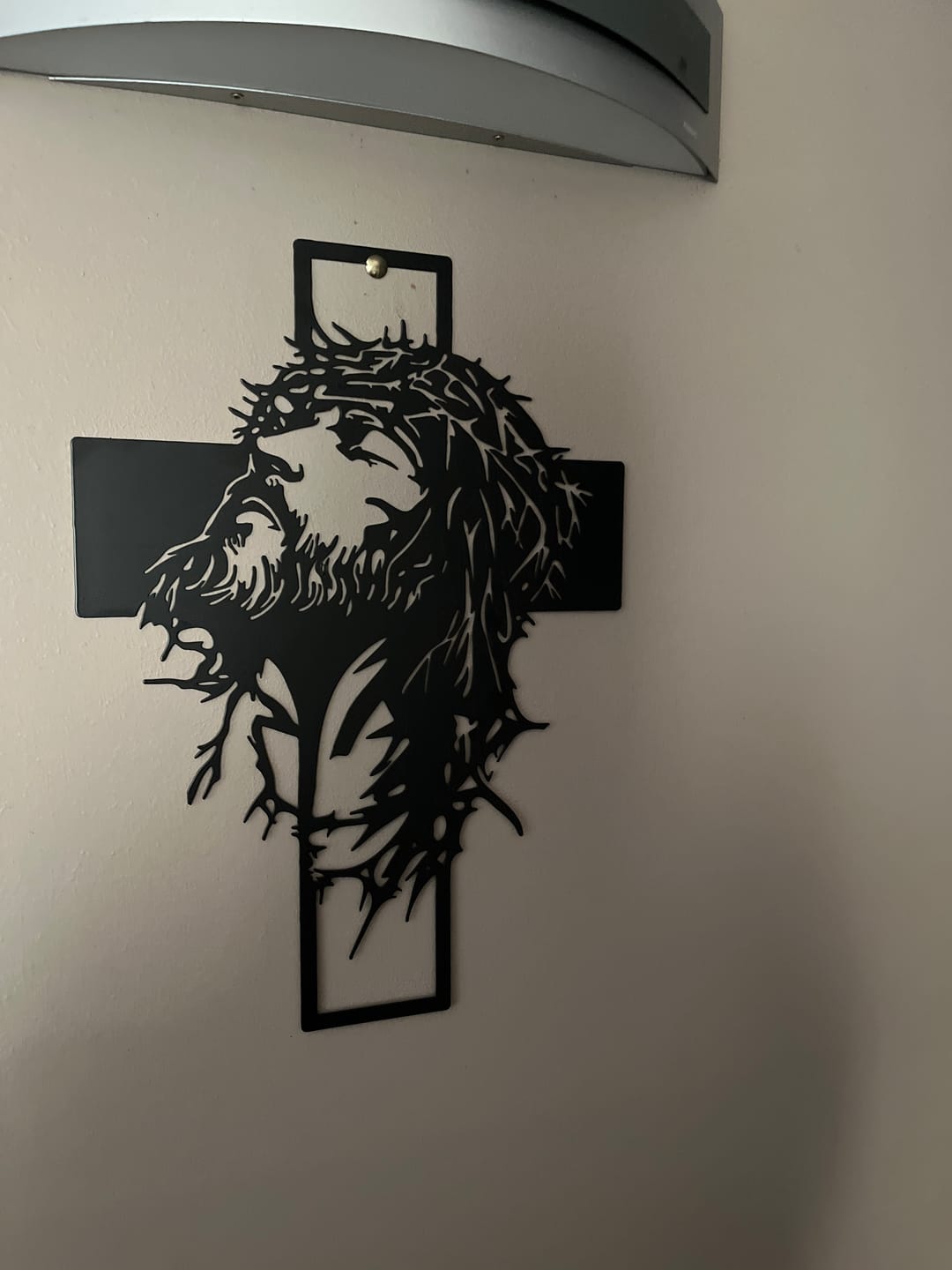 Customer photo review of Christianartworkshop Crown of Thorns Jesus Cross Metal Wall Decor: Heartfelt Faith Statement