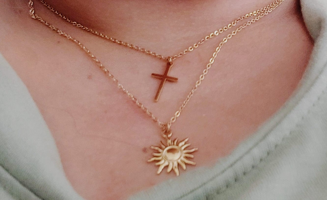 Customer photo review of Glowing Sun Necklace