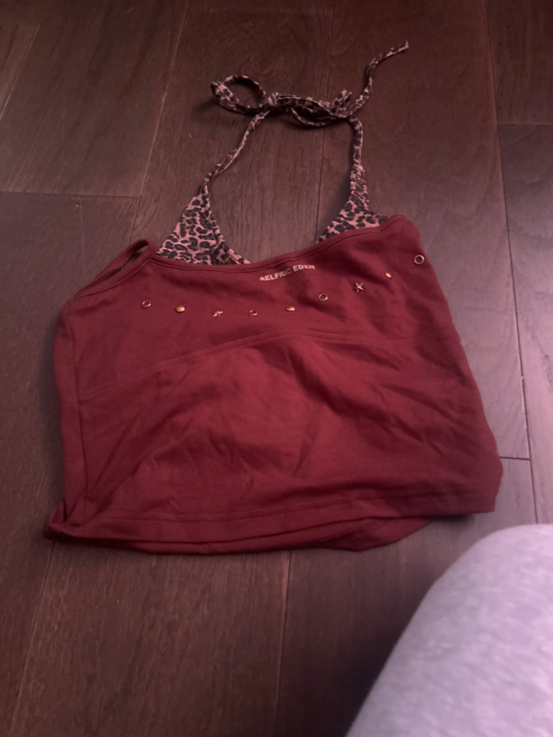 Customer photo review of Aelfric Eden Leopard Halter Studded Cami Top