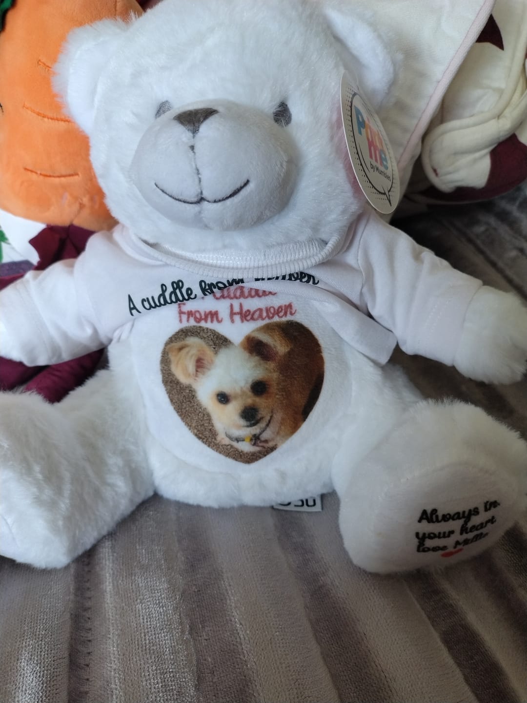 Customer photo review of Hidden Photo Surprise T-Shirt for 'Cuddle From Heaven' Teddy -  (T-SHIRT FITS ALL TEDDIES)