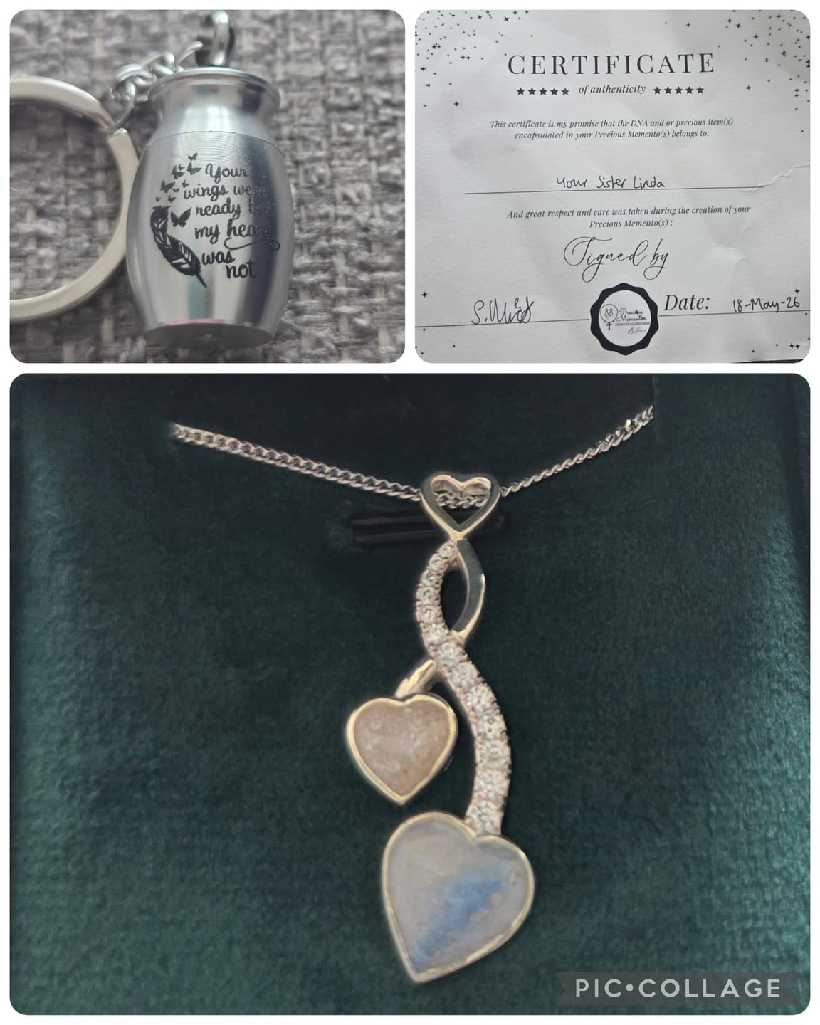 Customer photo review of Two Hearts Entwined Cubic Zirconia Keepsake Pendant