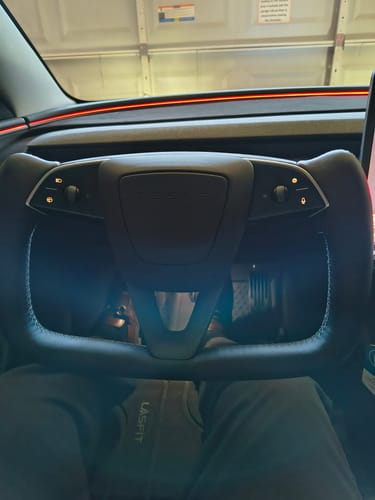 Customer photo review of Custom Dry Carbon Fiber YOKE Steering Wheel Replacement for Tesla Model 3 2023-2026 Highland