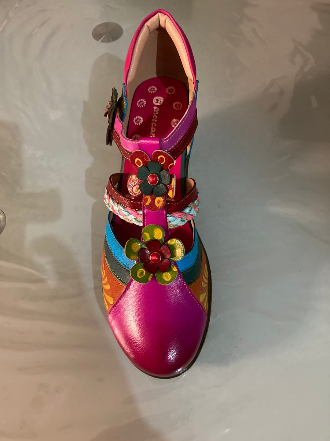 Customer photo review of Women Bohemian Leather Printing Stitching Non-slip Breathable Sandals