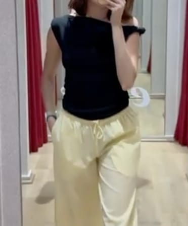 Customer photo review of Top de un Hombro Twist Cotton Loungewear