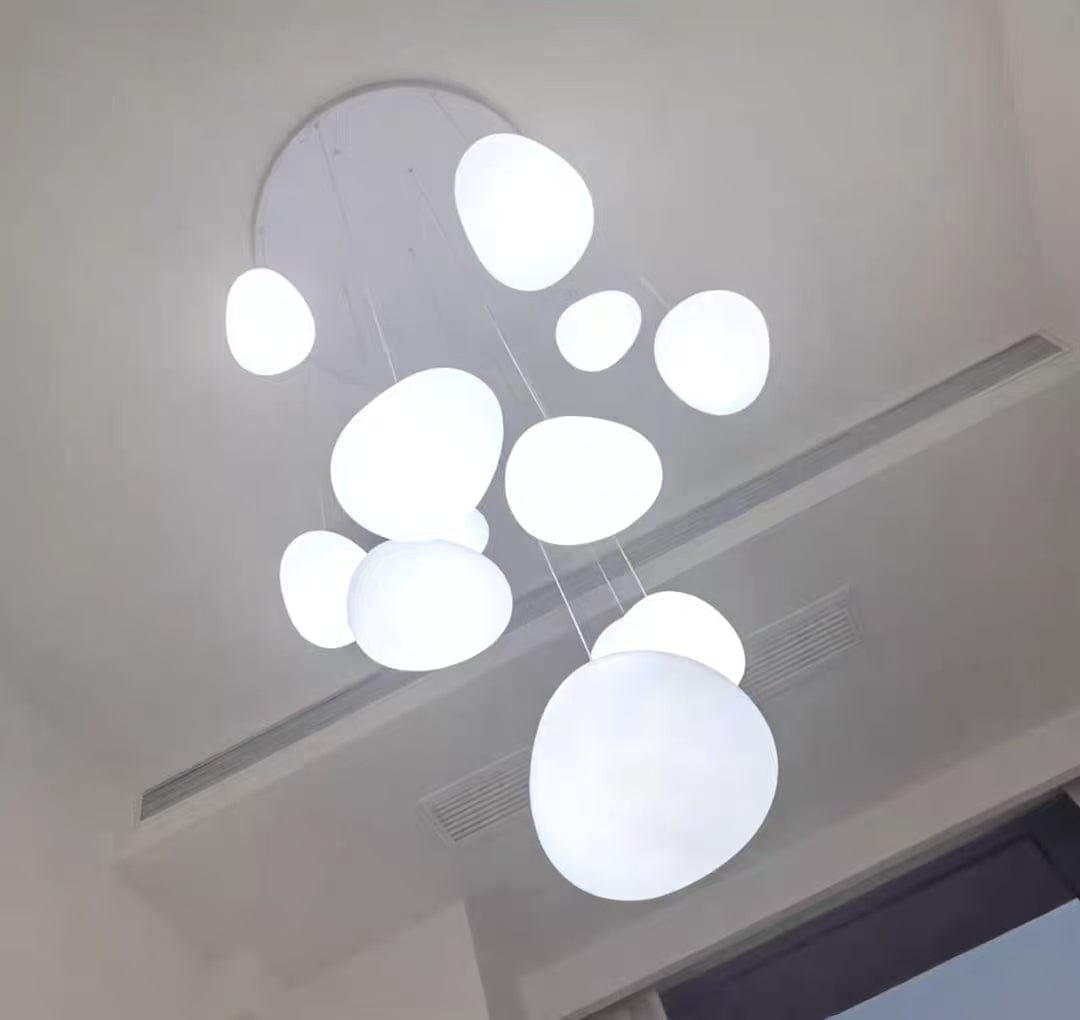 Customer photo review of Nordic Minimalist Stone-Looking Hanging Lights for Staircase