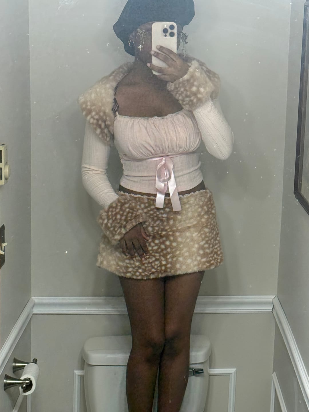 Customer photo review of My True Form Fawn Fur Bolero Cardigan