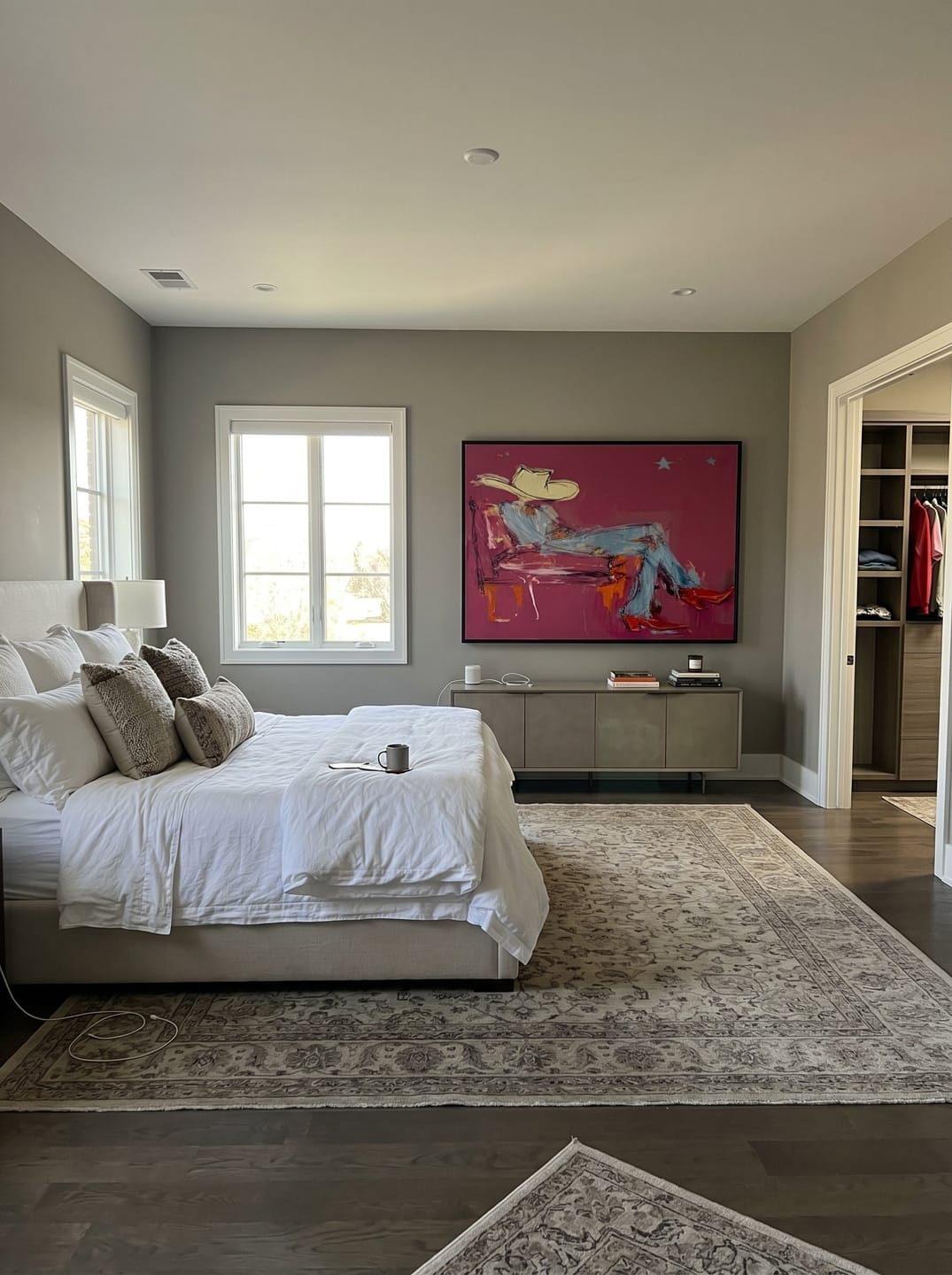 Customer photo review of Neon Midnight Rider – Pop Art Pink Cowboy & Red Boots Painting | Avant-Garde Eclectic Living Room Art