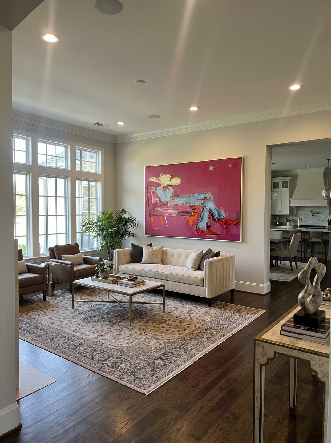 Customer photo review of Neon Midnight Rider – Pop Art Pink Cowboy & Red Boots Painting | Avant-Garde Eclectic Living Room Art